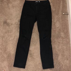Straight Leg High-Waist Black Jeans